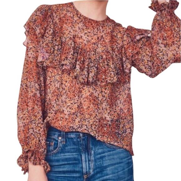 LoveShackFancy Silk Printed Blouse - Picture 1 of 7